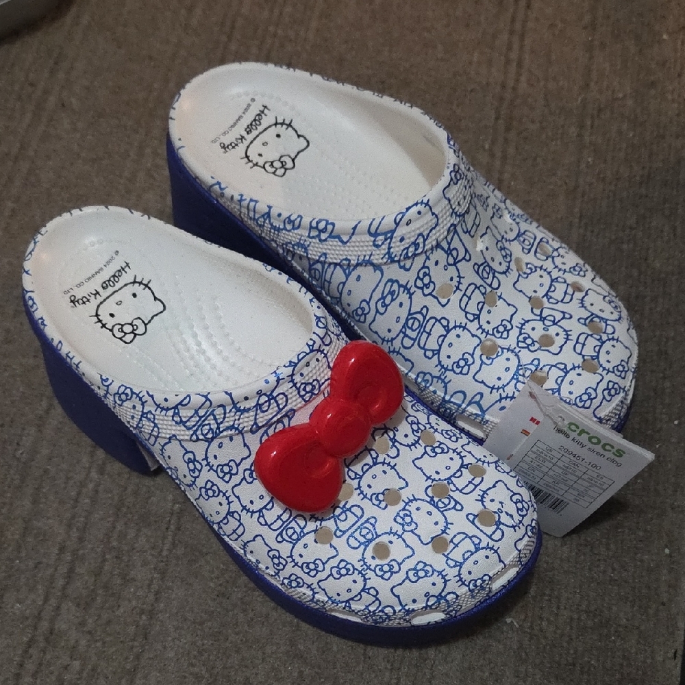 NWOB Mens Crocs Hello Kitty Edition Platform Siren Adult Clogs Size Mens US 11